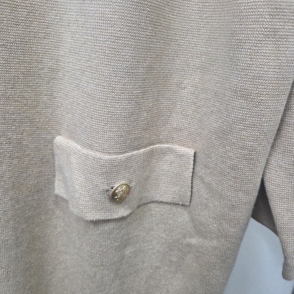 J. Crew Tan Cotton Cardigan with Gold Buttons Old Money Sophisticated Size XXL - Picture 5 of 10